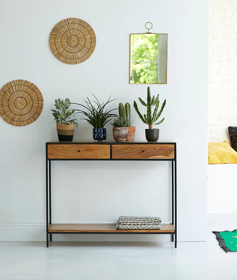 2 drawer rustic console