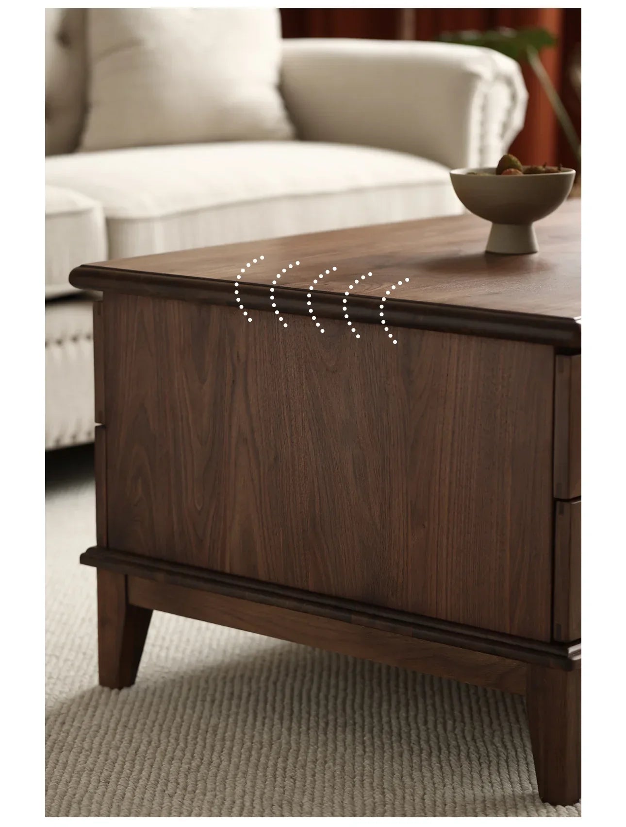 American Style Coffee Table Black Walnut Wood (Antique Luxurious)