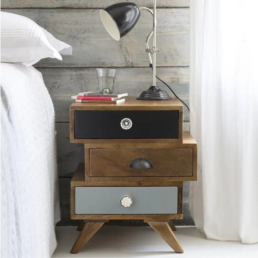 3 drawer mango wood bedside
