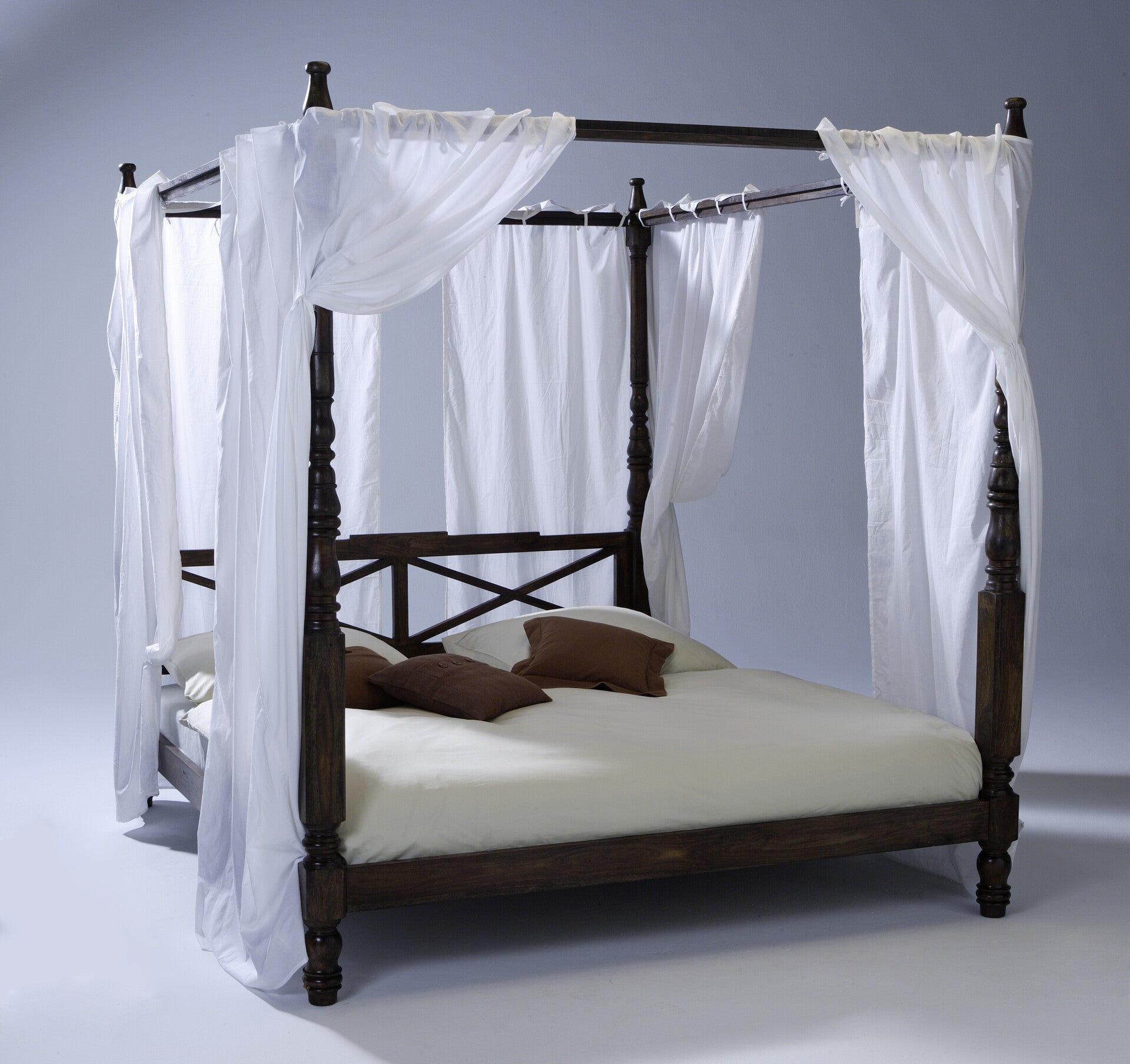 Opium Rosewood Canopy Bed - Handcrafted Solid Sheesham Four Poster King Bed