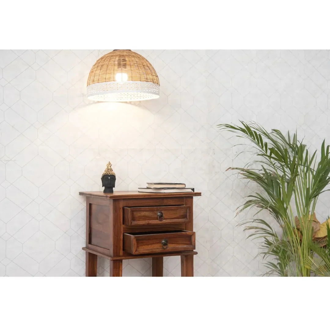 ContempoPeak Sheesham Wood Side Table – 16" Square, 30" High, Unique Contemporary Design by RIVO HOMES