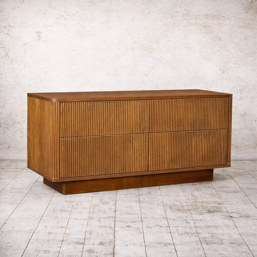 Art Nouveau chest of drawers made of solid wood (acacia)