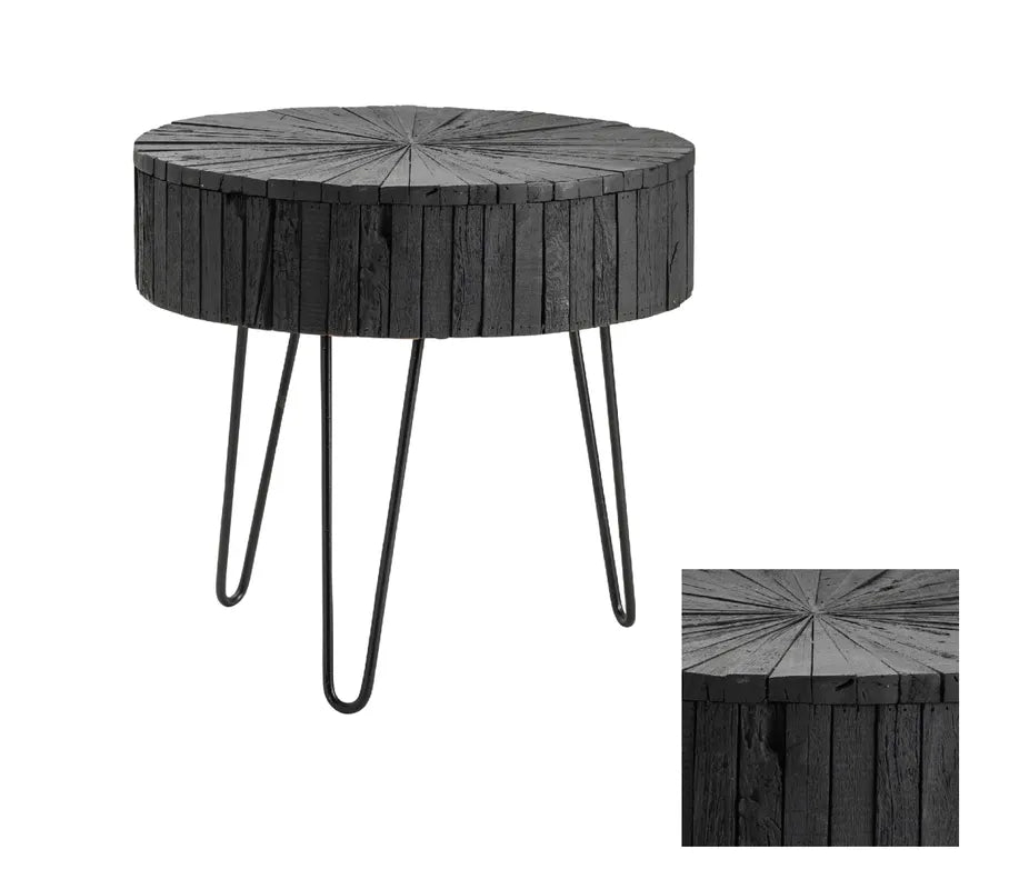 Black circular side table