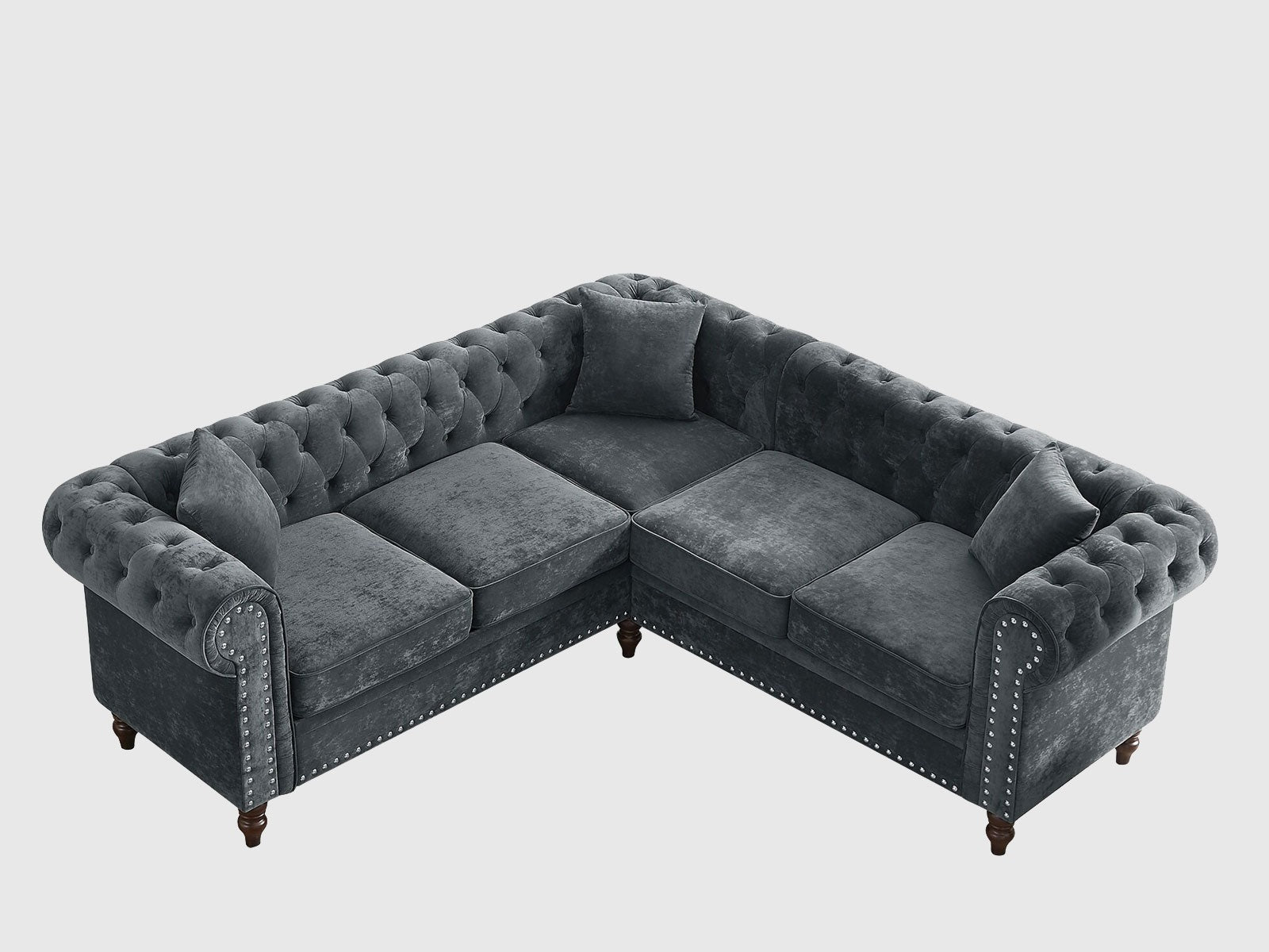 Chesterfield L-Shape Sectional Sofa | Handcrafted Living Room Seating | RIVO HOMES