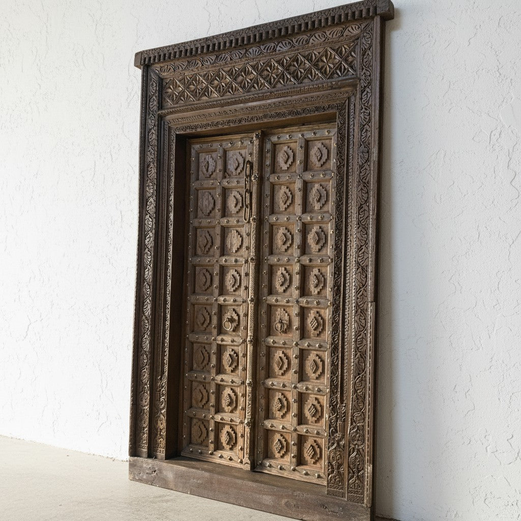 Handcarved Floral Door