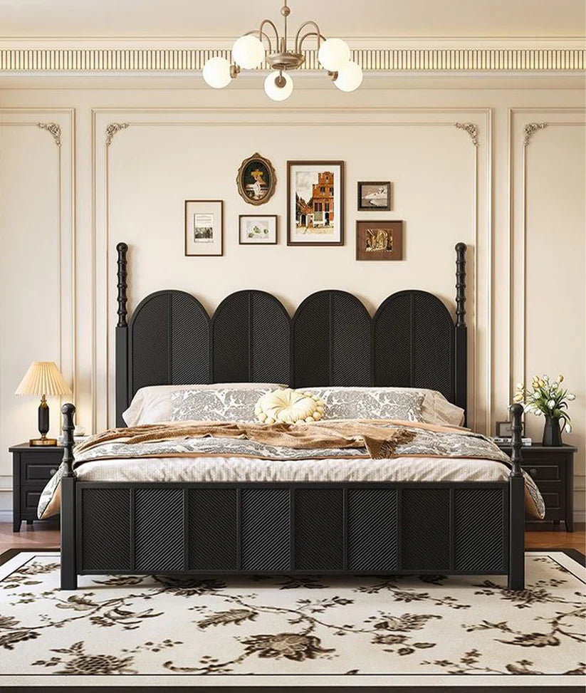 Olympus Bed Mango Wood Matte Black Queen/King/Cal King
