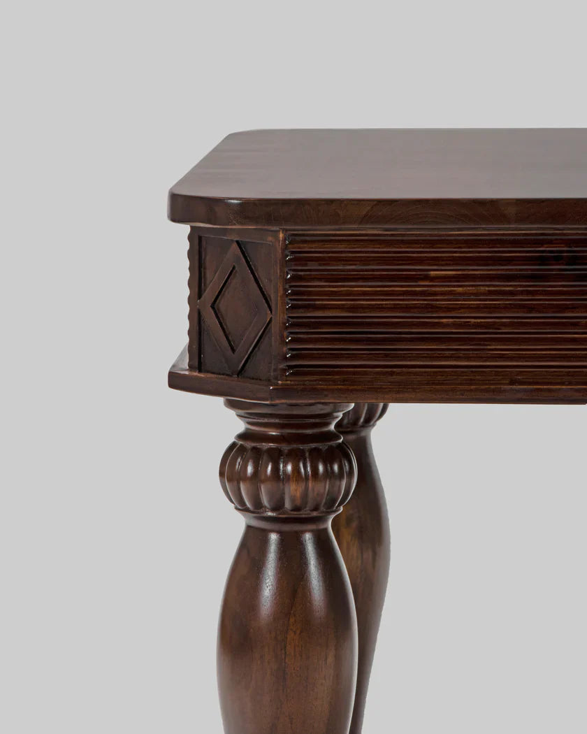CinnaCurve Solid Mango Wood Round Side Table – Stylish Cinnamon Brown Finish by RIVO HOMES
