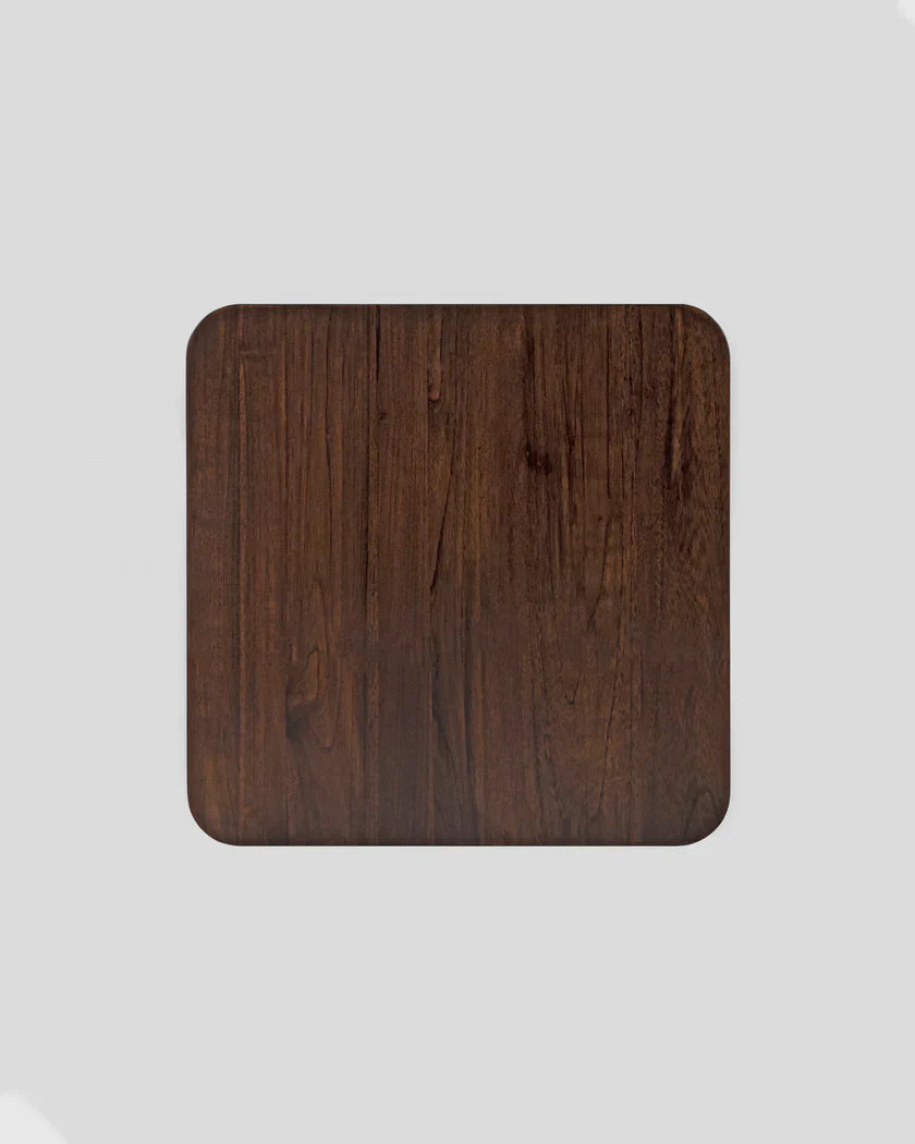 CinnaCurve Solid Mango Wood Round Side Table – Stylish Cinnamon Brown Finish by RIVO HOMES