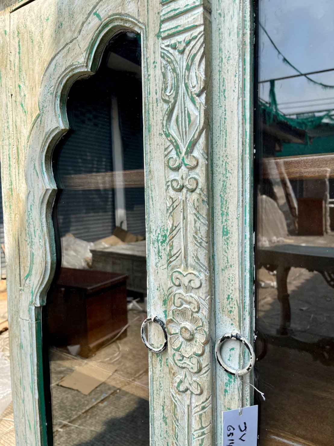 Indian arched glass cabinet