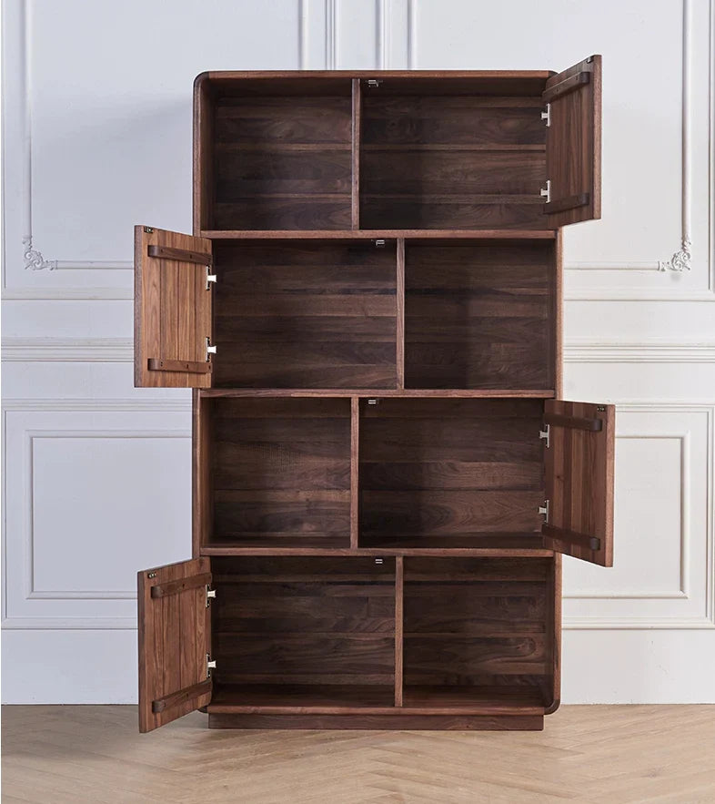 The Jaipur Modern Bookcase | Handcrafted Walnut Finish Storage Cabinet | 90x40x160cm