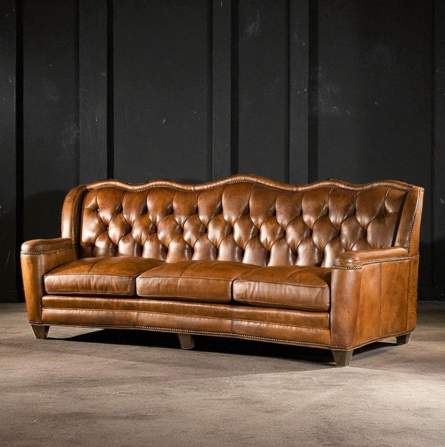 VersaMondo Buffalo Leather Sofa Bed – Convertible 3-Seater by RIVO HOMES