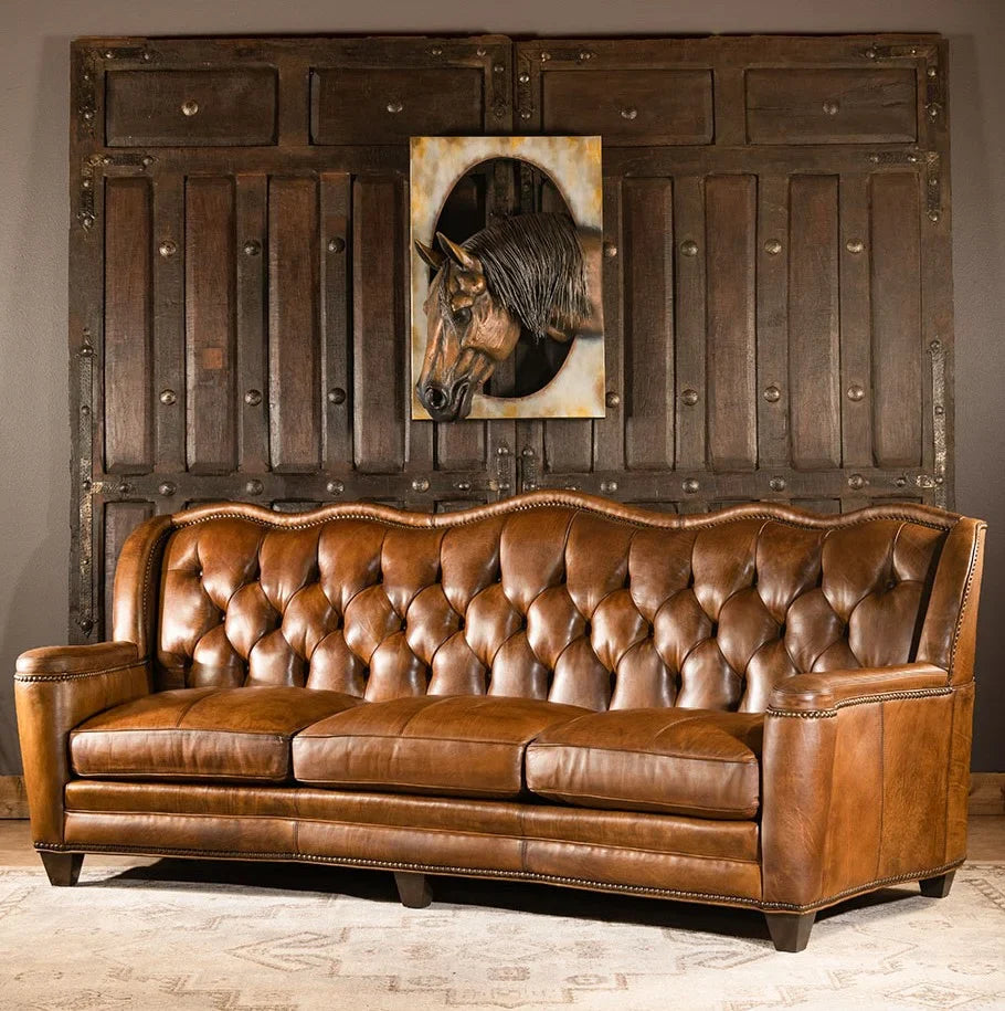 VersaMondo Buffalo Leather Sofa Bed – Convertible 3-Seater by RIVO HOMES