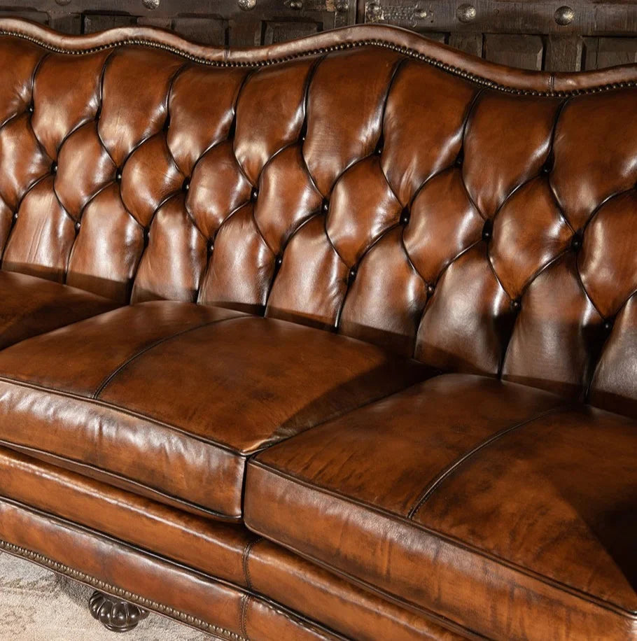 VersaMondo Buffalo Leather Sofa Bed – Convertible 3-Seater by RIVO HOMES