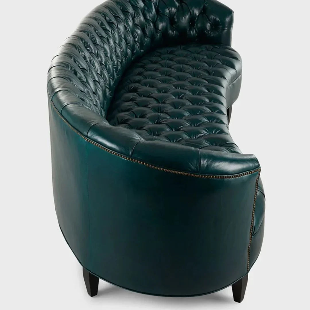 Celeste Grand Teal Tufted Leather 4-Seater Sofa – Statement Luxury by RIVO HOMES