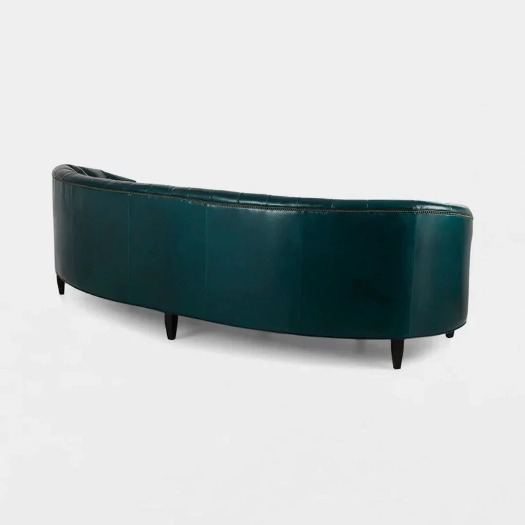 Celeste Grand Teal Tufted Leather 4-Seater Sofa – Statement Luxury by RIVO HOMES
