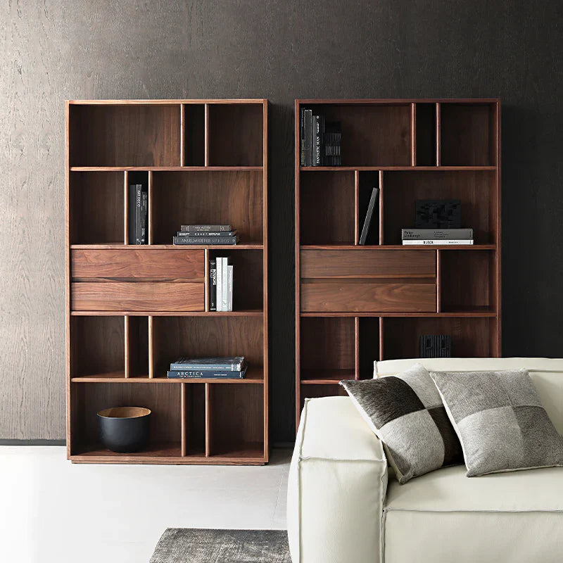 The Jodhpur Grandeur Bookcase | Handcrafted Solid Wood with Walnut Finish | 100x35x180cm
