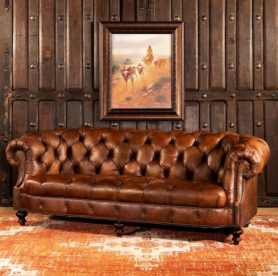 Imperial Regent Hand-Tufted Buffalo Leather Sofa – Luxury 3-Seater by RIVO HOMES
