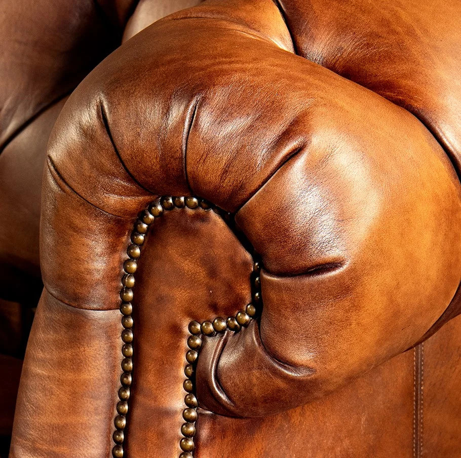 Imperial Regent Hand-Tufted Buffalo Leather Sofa – Luxury 3-Seater by RIVO HOMES