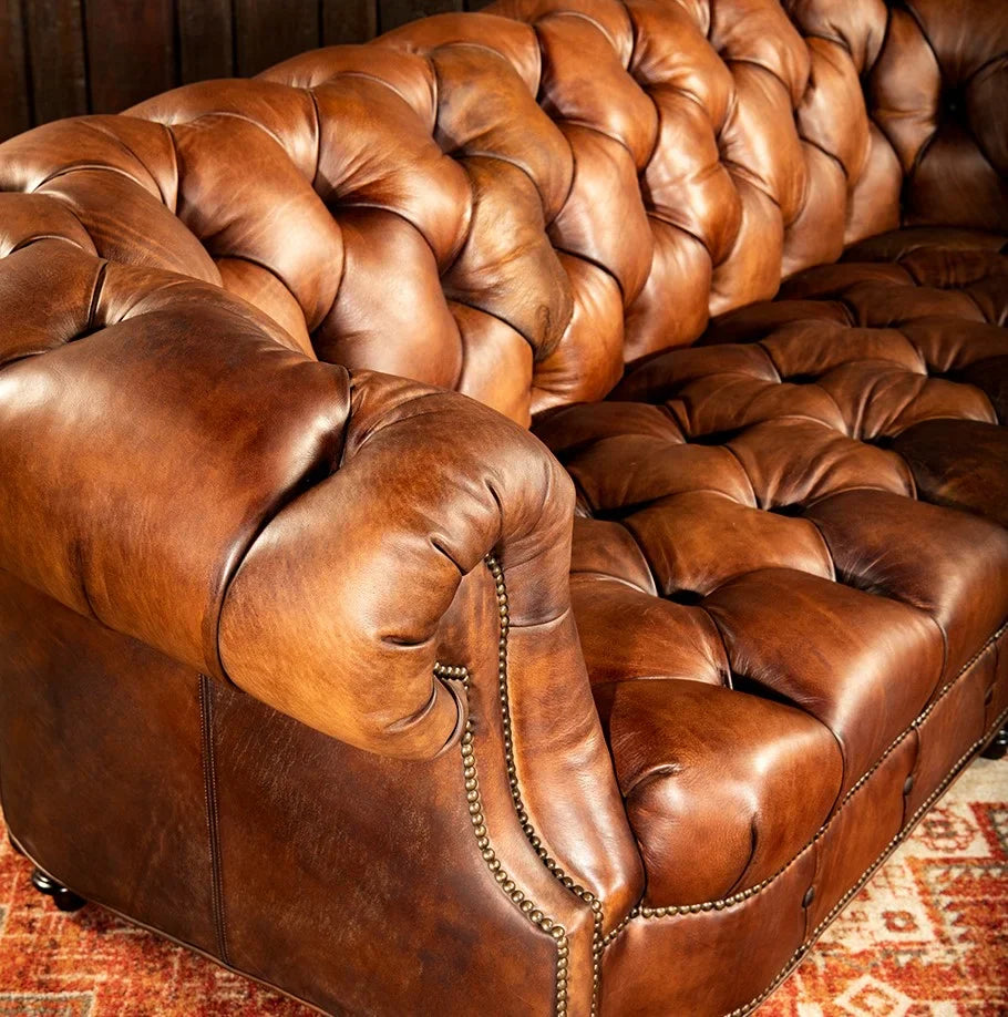 Imperial Regent Hand-Tufted Buffalo Leather Sofa – Luxury 3-Seater by RIVO HOMES