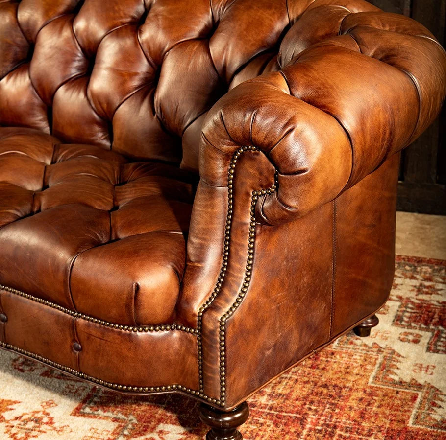 Imperial Regent Hand-Tufted Buffalo Leather Sofa – Luxury 3-Seater by RIVO HOMES
