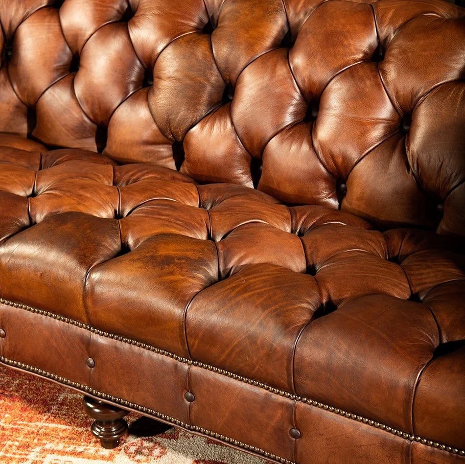 Imperial Regent Hand-Tufted Buffalo Leather Sofa – Luxury 3-Seater by RIVO HOMES