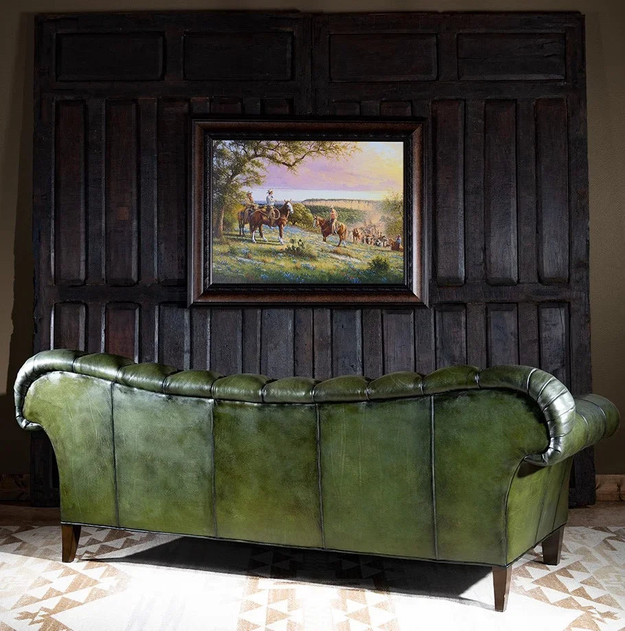 Windsor Olive Green Chesterfield 3-Seater Sofa – Handcrafted Buffalo Leather by RIVO HOMES