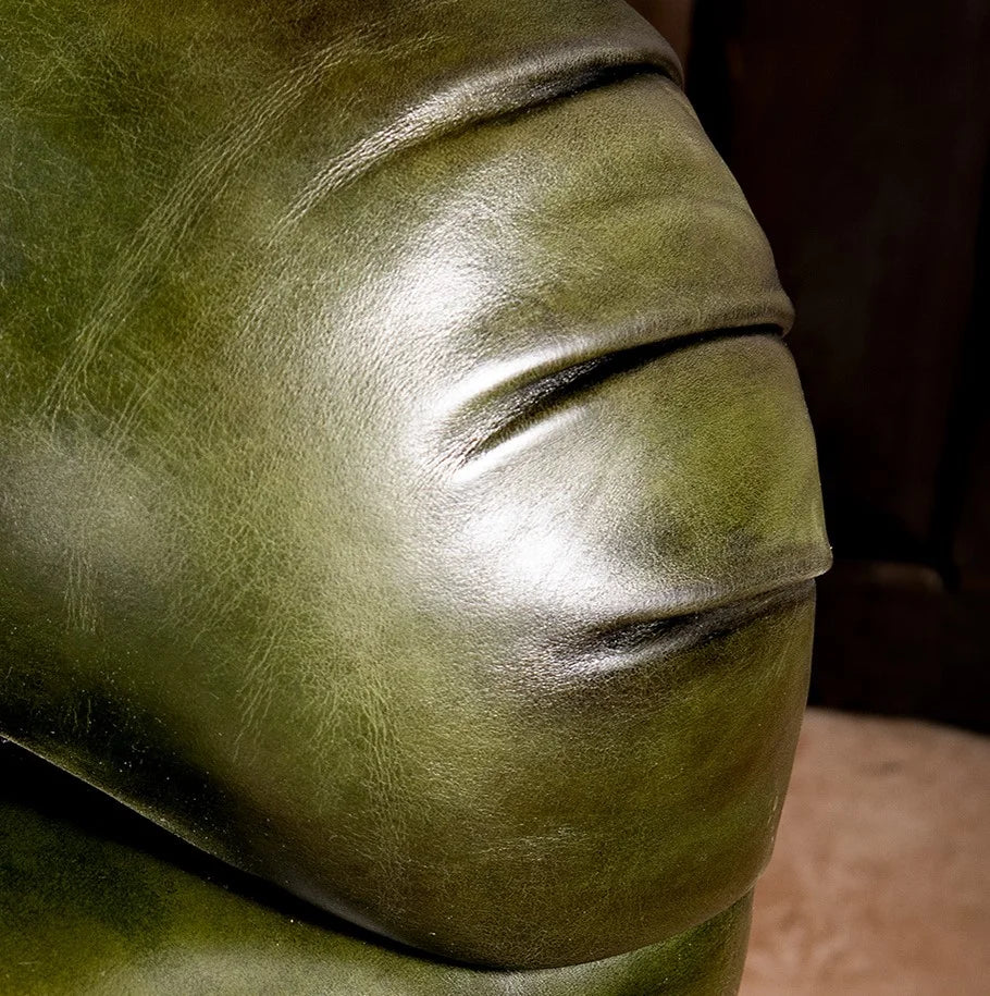 Windsor Olive Green Chesterfield 3-Seater Sofa – Handcrafted Buffalo Leather by RIVO HOMES