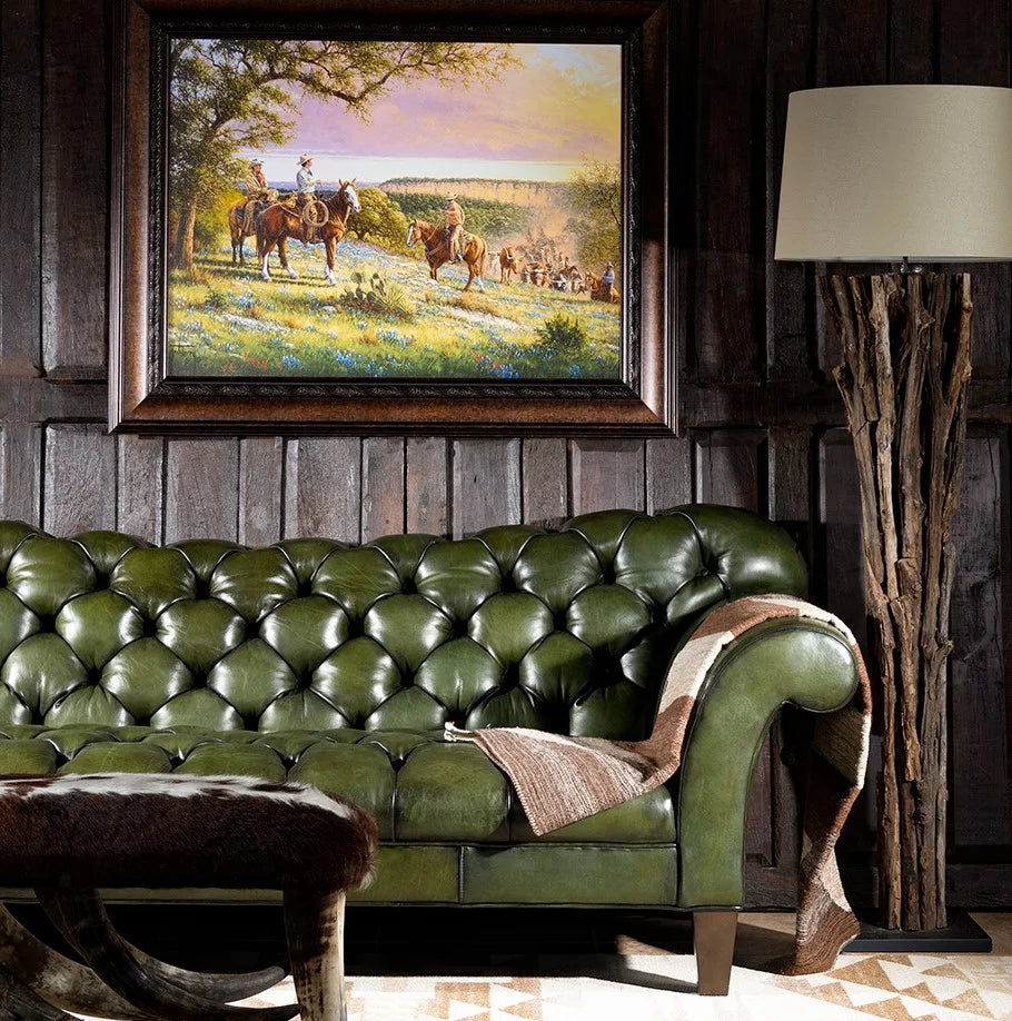 Windsor Olive Green Chesterfield 3-Seater Sofa – Handcrafted Buffalo Leather by RIVO HOMES