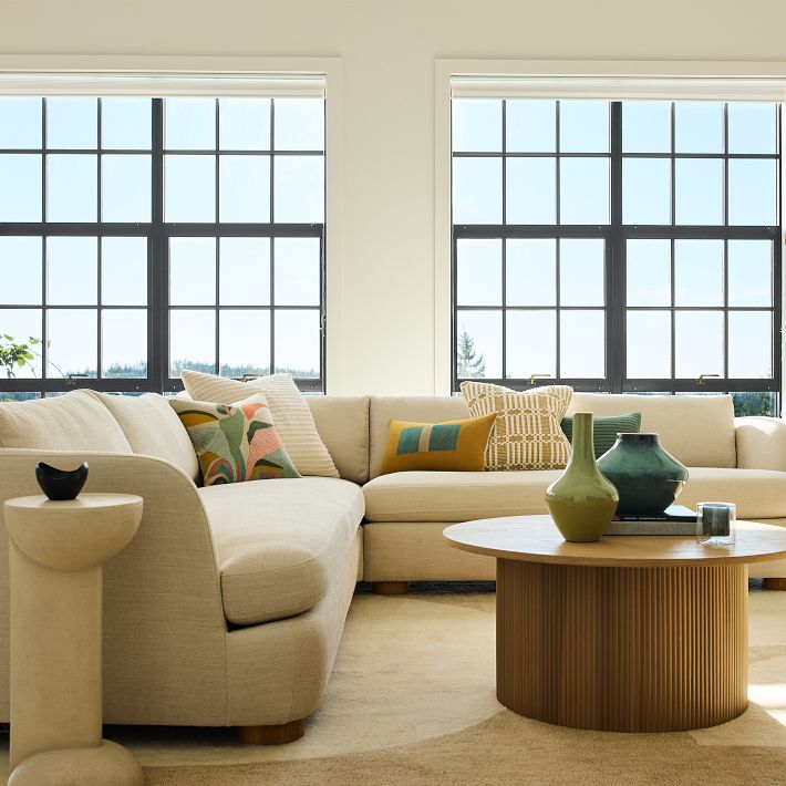 Round Ribbed Solid Wood Coffee Table | Modern Fluted Design | Natural Wood Living Room Centerpiece | RIVO HOMES