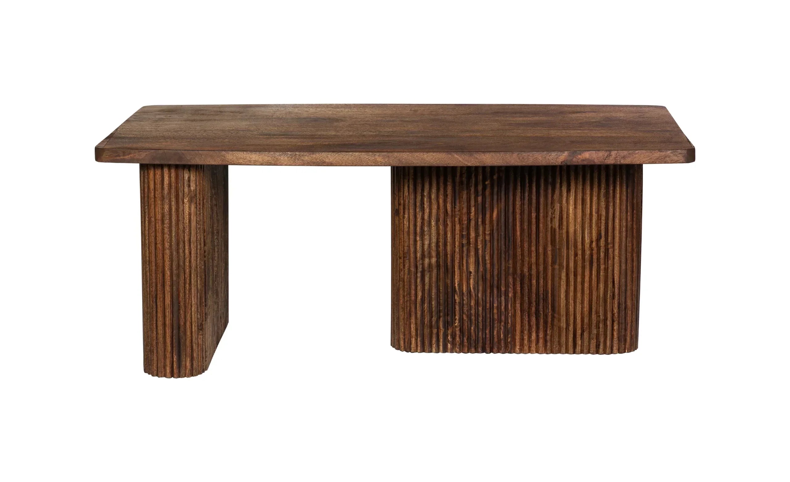 mango wood table, coffee table, rectangular table, tubaq finish table, fluted base table, curved panel table, sculptural table, modern table, mid century table, minimalist table, living room table, statement coffee table, handmade coffee table, artisan made table, premium wood table, quality furniture, durable table, sturdy table, timeless table, elegant table, unique table, sculptural base, focal piece table, handcrafted in india, sustainable mango wood, natural wood grain, tobacco brown finish, warm wood 