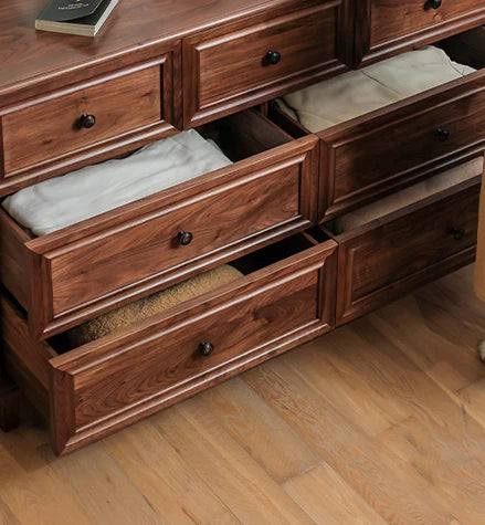 RIVO HOMES Acacia Wood Dresser | Handcrafted 7-Drawer Storage Cabinet | Modern Farmhouse Design - 150x45x85 cm