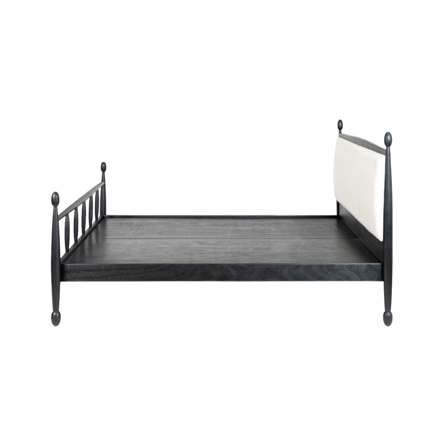 Echelon Spindle Bed | Handcrafted Mango Wood Bed with Upholstered Headboard | King & Queen Sizes | RIVO HOMES