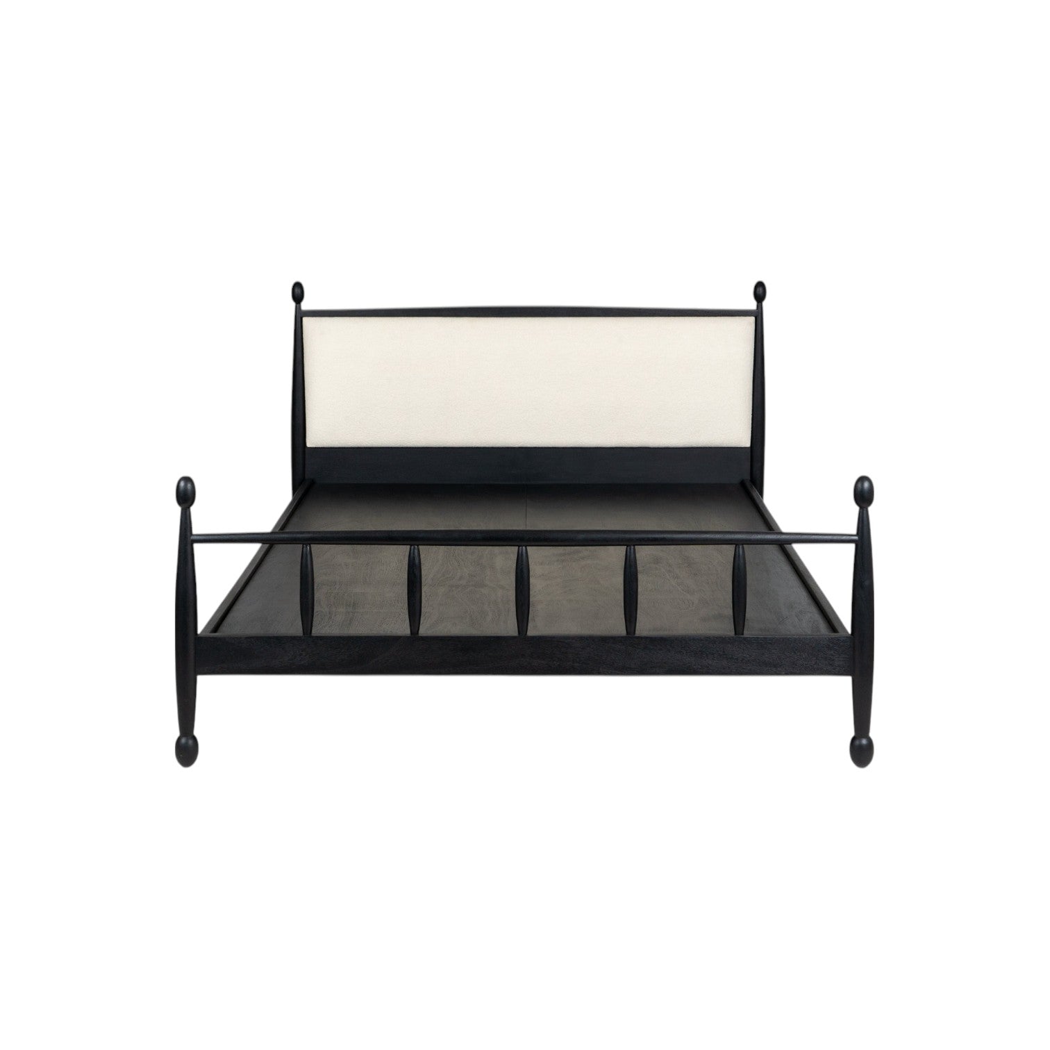 Echelon Spindle Bed | Handcrafted Mango Wood Bed with Upholstered Headboard | King & Queen Sizes | RIVO HOMES