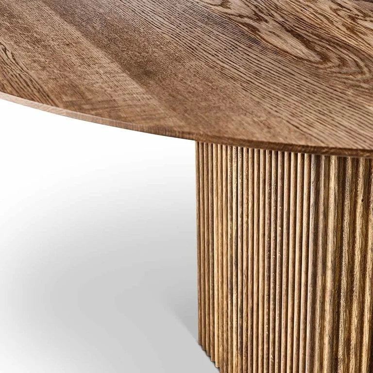 AuraNova Classic Round Solid Wood Dining Table – Brown Finish, 4-Seater by RIVO HOMES