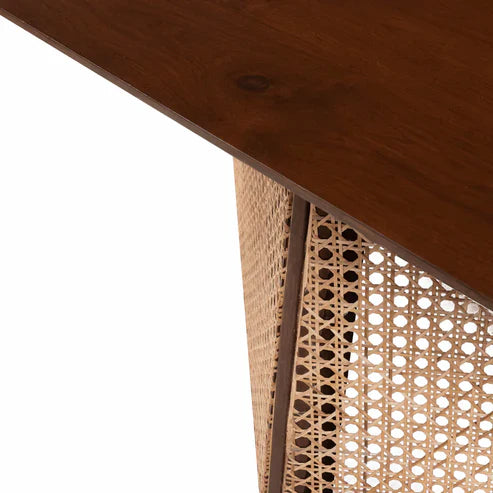 Handcrafted Cane & Solid Wood Coffee Table – 38"x31"x18" | Modern Rattan Center Table by RIVO HOMES