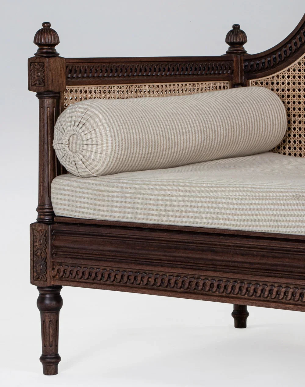 Heritage Weave Rattan Solid Wood Day Bed – Brown Finish 3-Seater by RIVO HOMES
