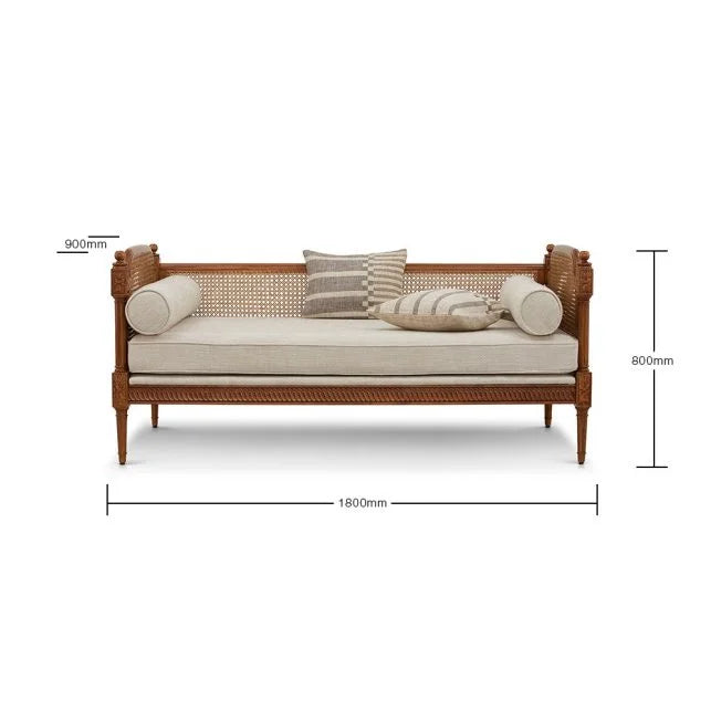 Sereno Natura Rattan Daybed – Handcrafted Solid Wood & Woven Elegance by RIVO HOMES