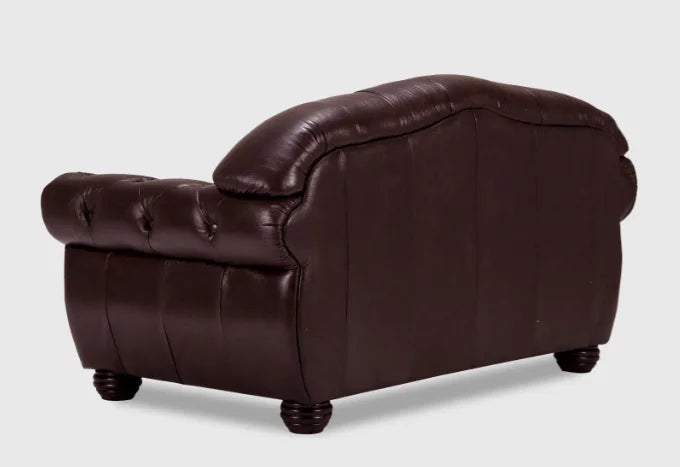 DuoBelle Luxe Brown Leather 2-Seater Sofa – Handcrafted Intimate Comfort by RIVO HOMES
