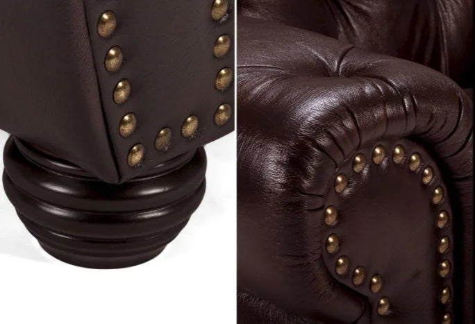 DuoBelle Luxe Brown Leather 2-Seater Sofa – Handcrafted Intimate Comfort by RIVO HOMES