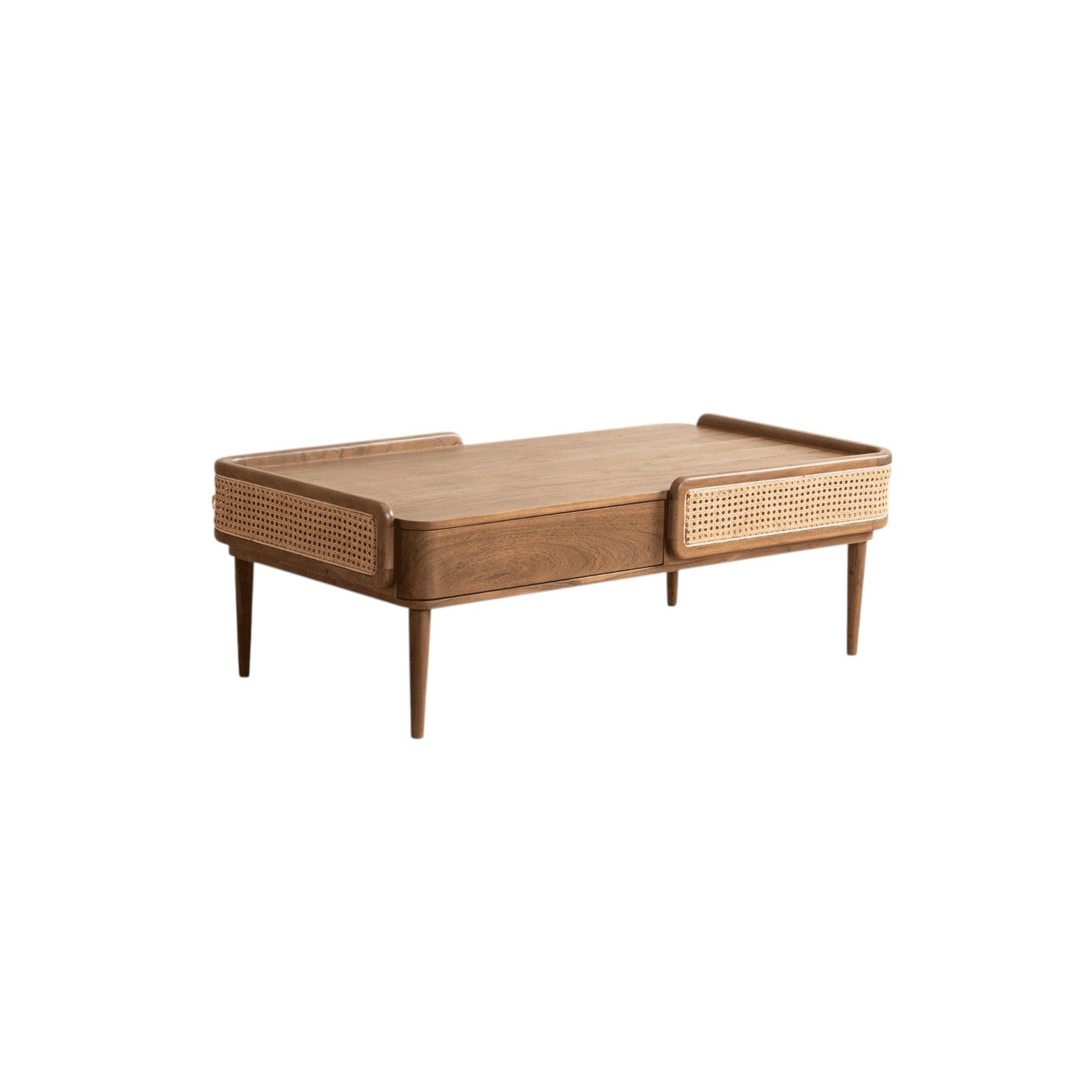 Linea Coffee Table | Handcrafted Mango Wood & Cane Living Room Table | RIVO HOMES