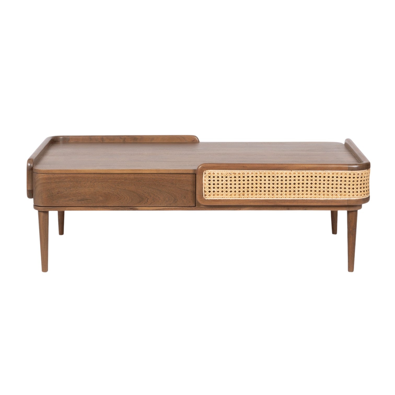 Linea Coffee Table | Handcrafted Mango Wood & Cane Living Room Table | RIVO HOMES
