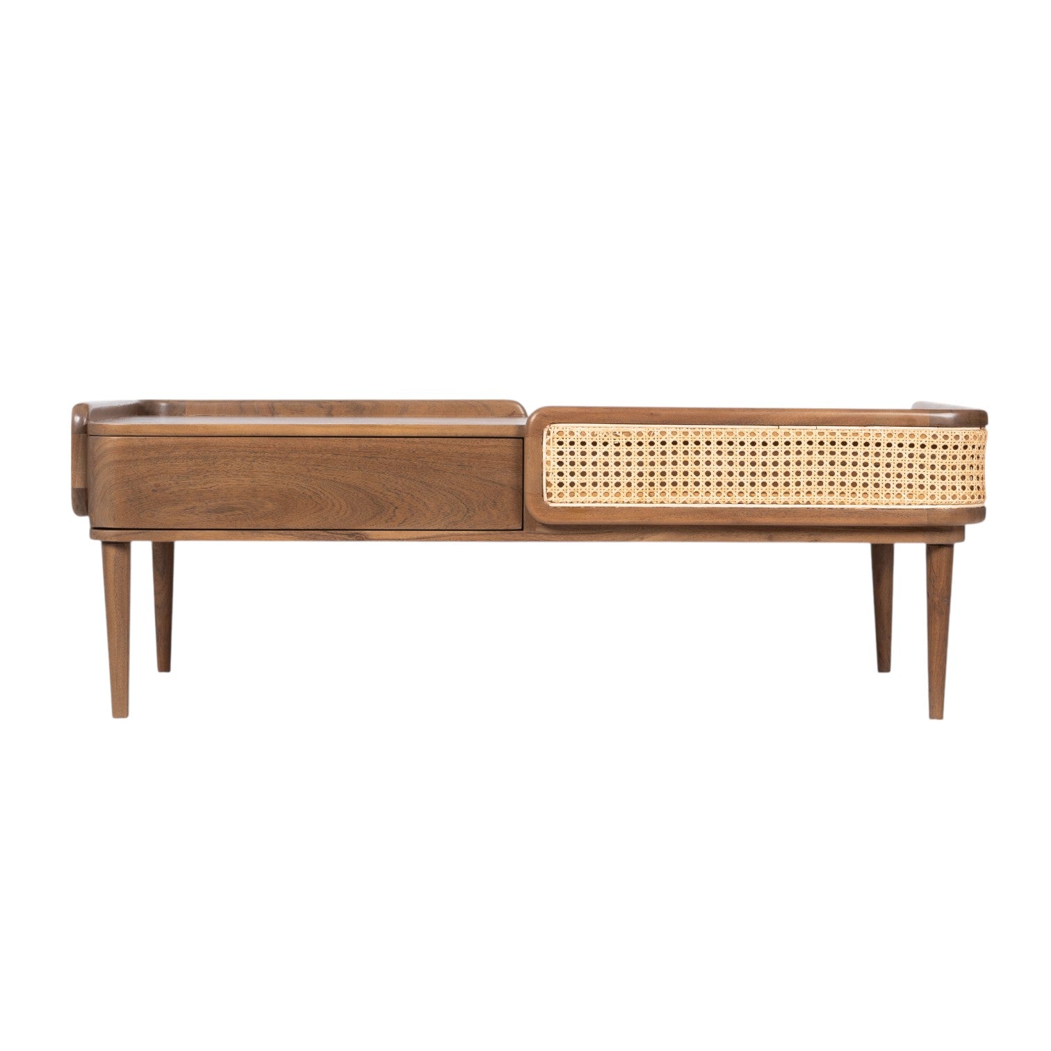 Linea Coffee Table | Handcrafted Mango Wood & Cane Living Room Table | RIVO HOMES