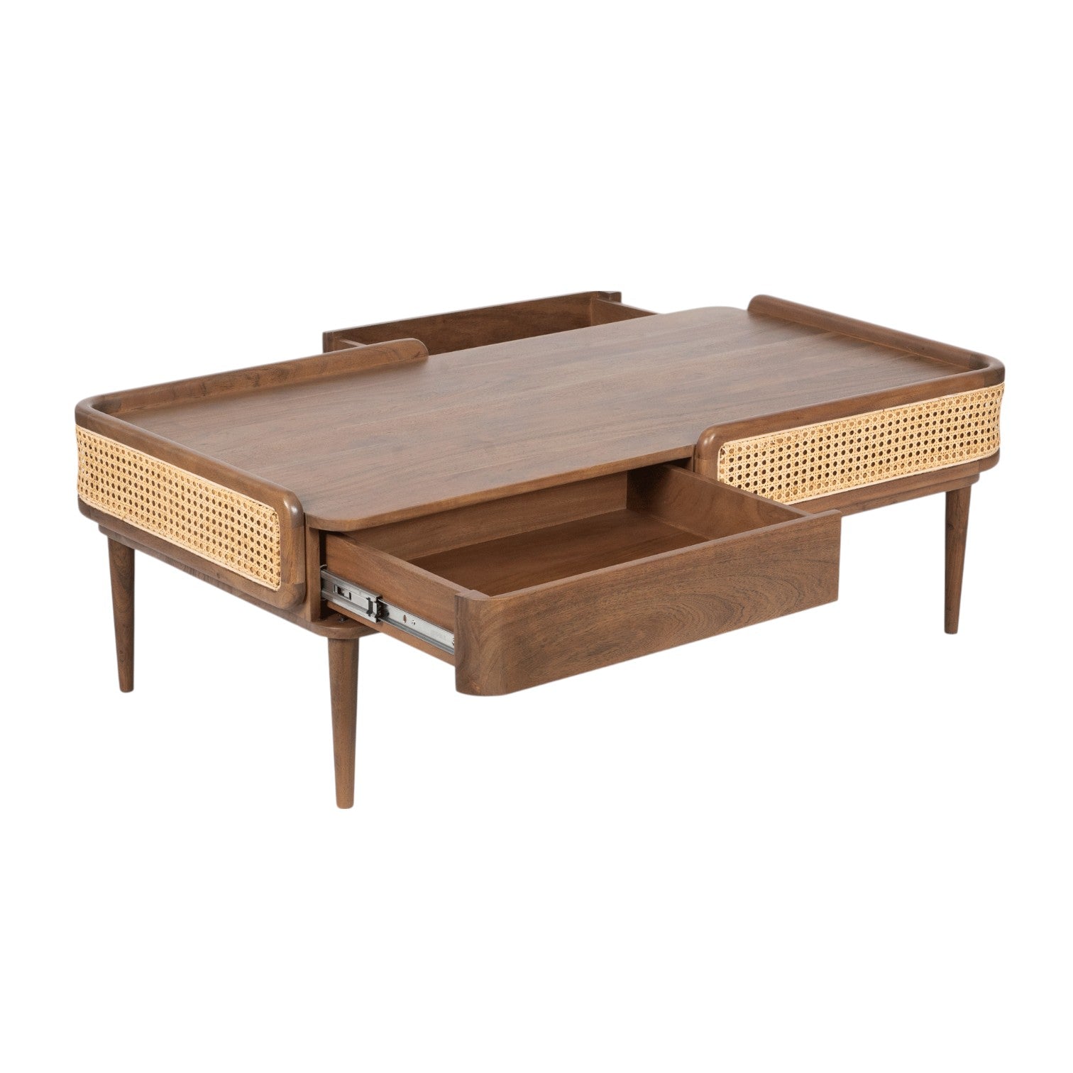 Linea Coffee Table | Handcrafted Mango Wood & Cane Living Room Table | RIVO HOMES