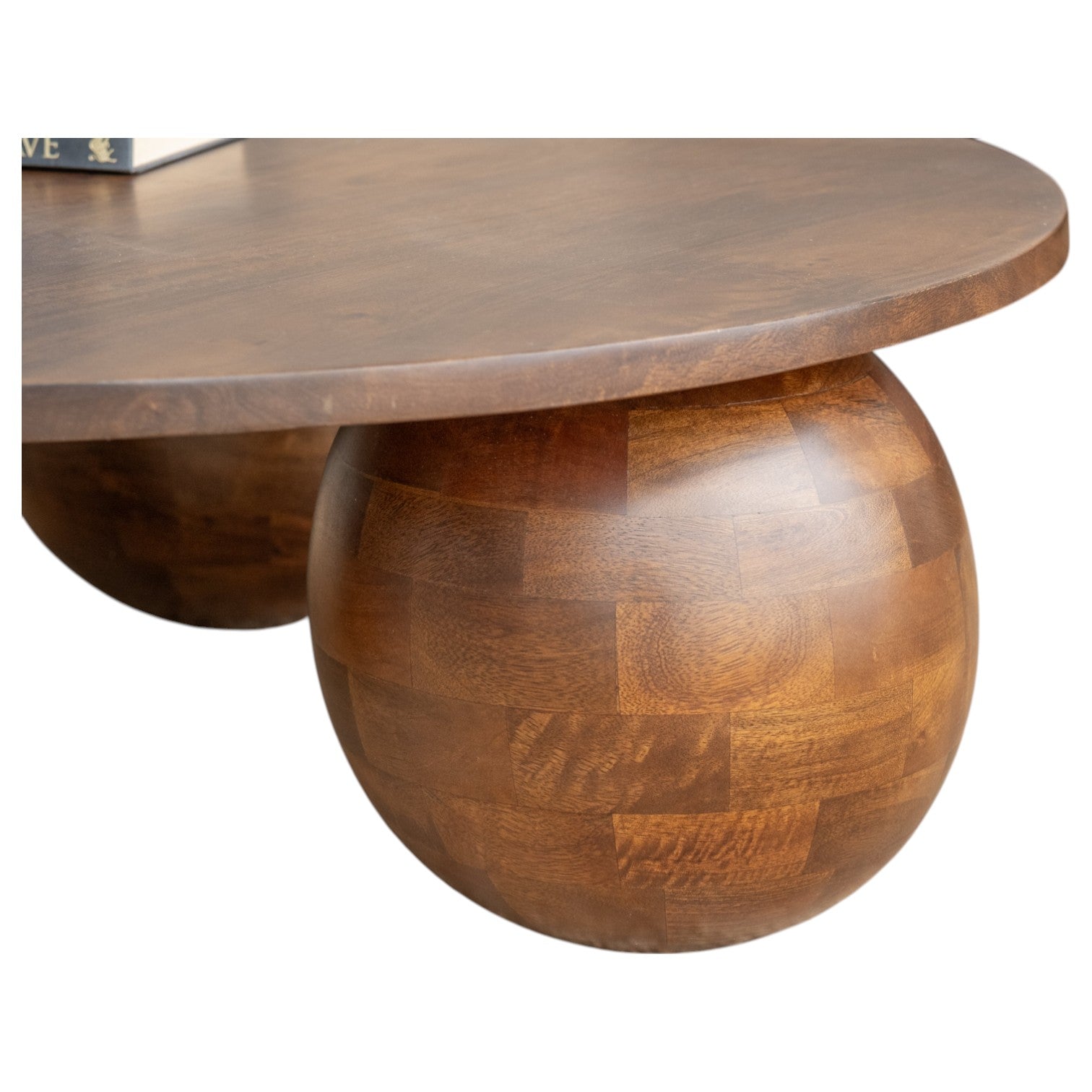 Orb Round Coffee Table | Handcrafted Mango Wood Living Room Centerpiece | RIVO HOMES