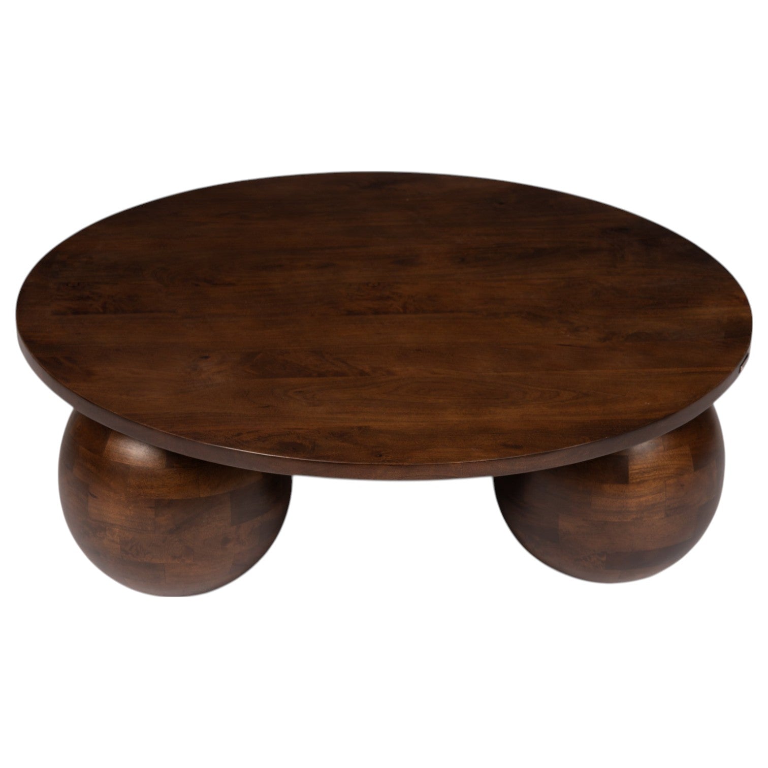 Orb Round Coffee Table | Handcrafted Mango Wood Living Room Centerpiece | RIVO HOMES