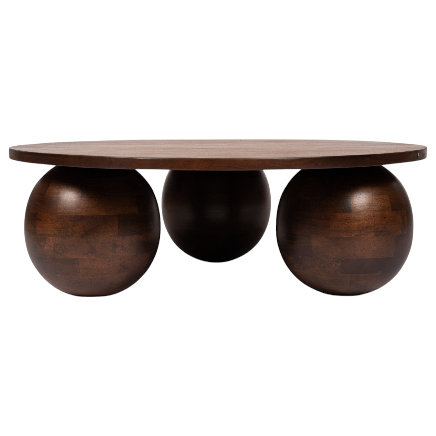 Orb Round Coffee Table | Handcrafted Mango Wood Living Room Centerpiece | RIVO HOMES