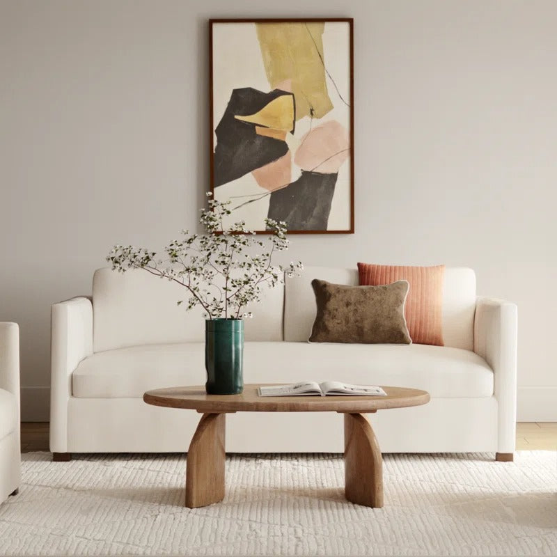 Oval Solid Wood Coffee Table | Modern Sculptural Base | Natural Wood Living Room Centerpiece | RIVO HOMES