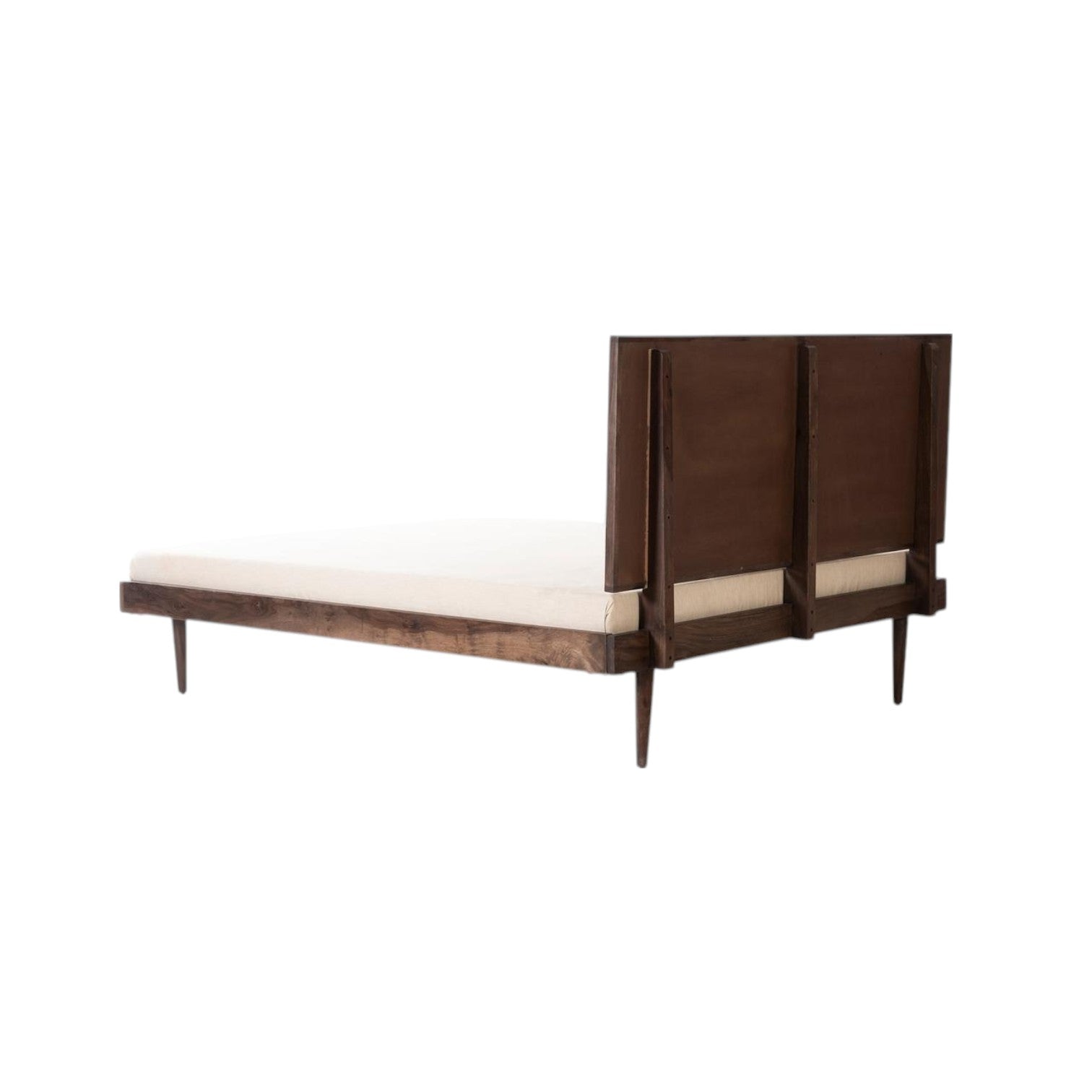 Prism Queen Bed | Handcrafted Sheesham Wood Bed with Geometric Headboard | RIVO HOMES