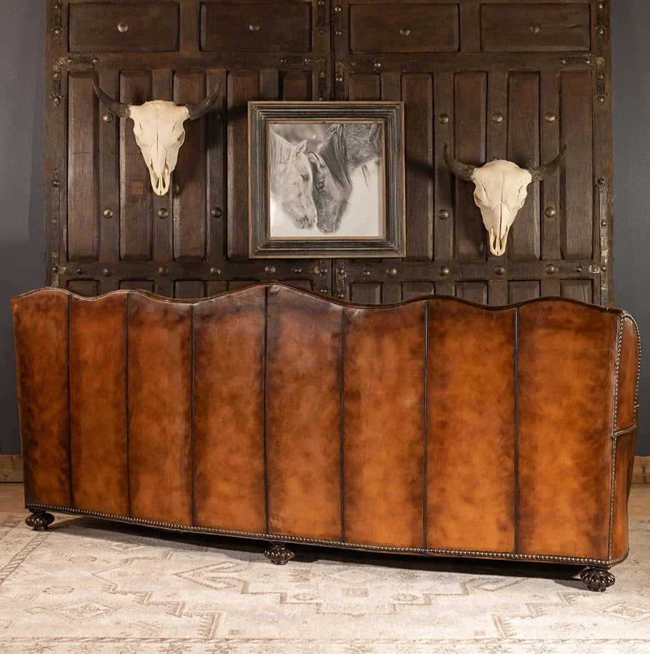 Majestique Renaissance Tufted Buffalo Leather Sofa – Premium 3-Seater by RIVO HOMES