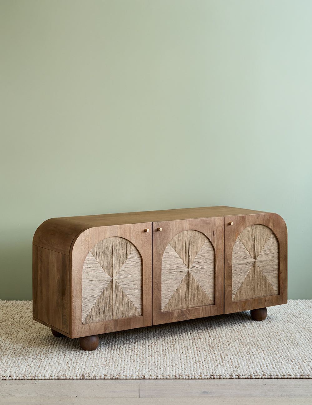 Arcadia Sideboard | Handcrafted Solid Mango Wood Cabinet with Woven Doors | RIVO HOMES